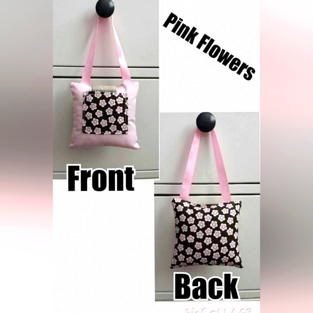 Childs Tooth Fairy Hanging Pillow - Pink Flowers Hand Crafted